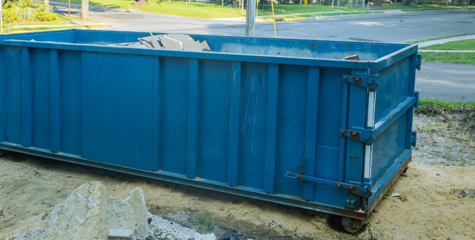 blue roll off dumpster in goldsmith texas