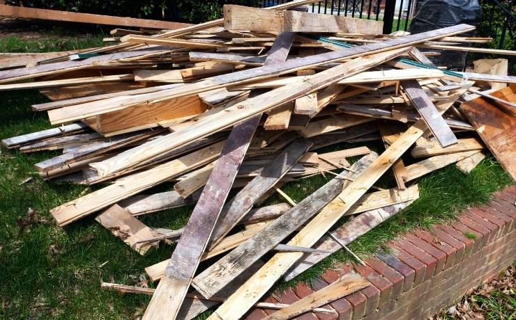 broken wooden planks to be hauled away