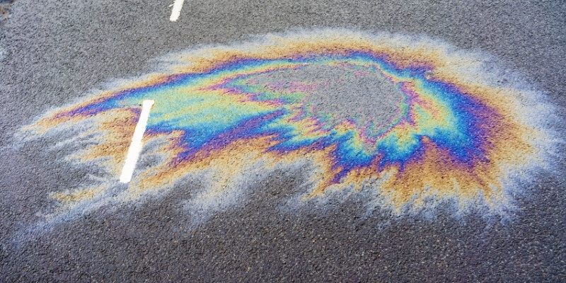 oil spill in a road