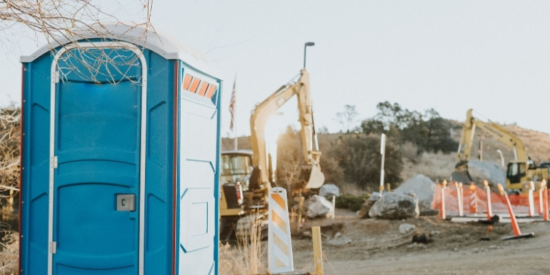 portable toilet in an oilfield
